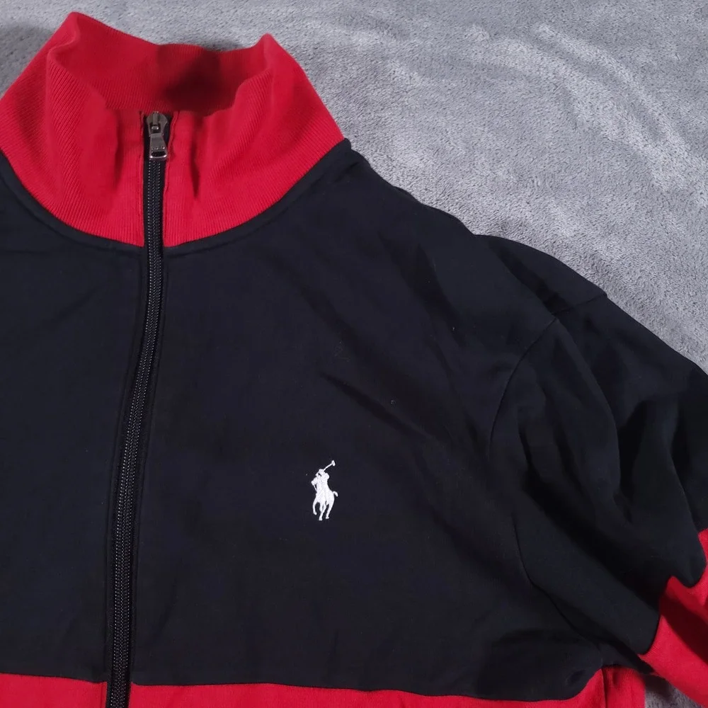 Polo Ralph Lauren Track Jacket Mens Small Red Black Performance Colorblock‎ Zip